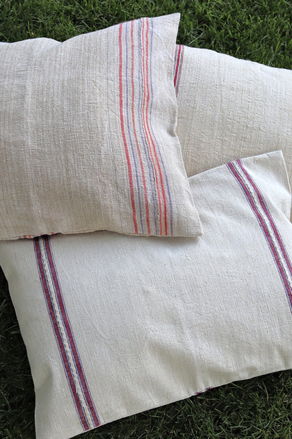 Vintage linen cushion, linen cushion, organic cushion, pure linen, home decor, boho decor, bohemian decor, rustic decor, stripes, old linen, natural cotton, organic cotton
