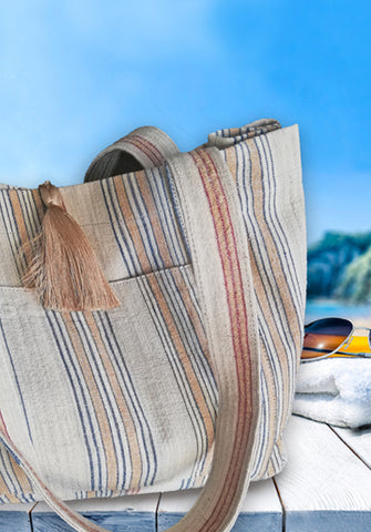 Vintage linen beach bag. Linen Bag. Handwoven bag, beach wear, resort wear, 