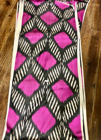 Silk ikat pink and black fabric