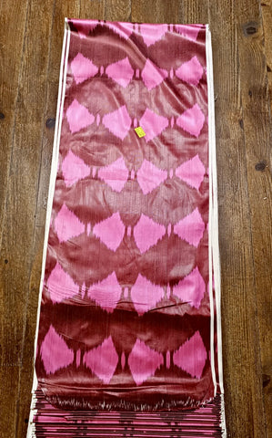 Handwoven dark pink silk ikat fabric