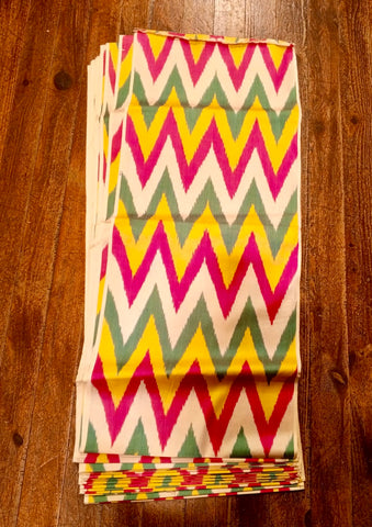 Handwoven silk ikat colorful zigzag fabric
