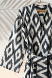 ikat black and wihte cotton caftan, ikat wear, ikat dress, ikat jacket