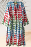 Cotton Ikat Red, Blue, Green Caftan