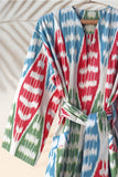 Cotton Ikat Red, Blue, Green Caftan