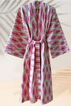 Cotton Ikat Kimono Style Pink Caftan