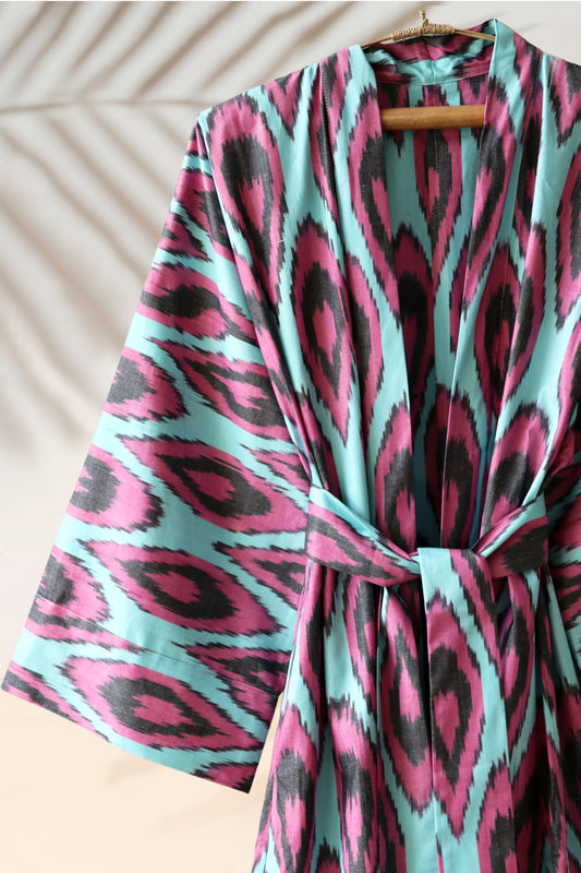 Cotton Ikat Kimono Style Caftan 038