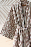 Cotton Ikat Kimono Style Brown Caftan