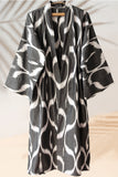 black and white cotton ikat caftan kimono