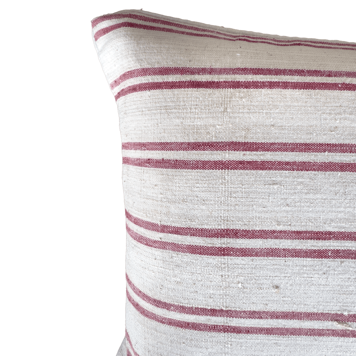 Double Sided Silk Ikat & Antique Handwoven Linen Pillow Cover – Sky Blue backside details