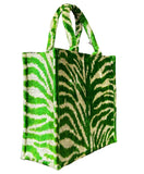 Green Tree Patern Ikat Velvet Large Tote Bag