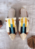 Silk velvet ikat handmade sharp pointed toes slippers