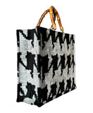 Silk velvet ikat Original Bamboo Handle Tote Bag