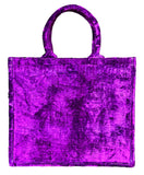Large Purple Silk Ikat Velvet Tote Bag