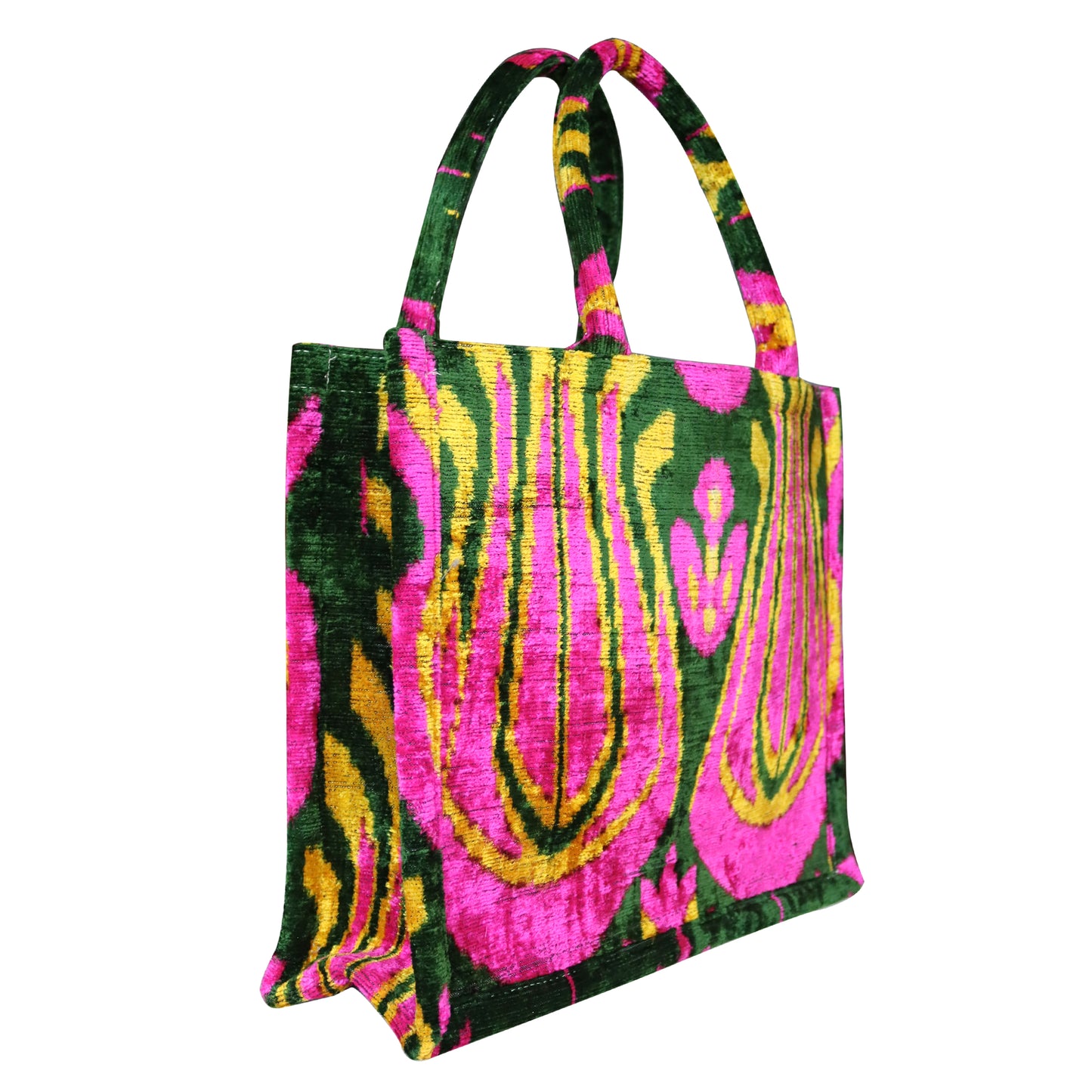 Silk Velvet Ikat Slippers Pink Green