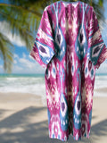 Cotton Ikat Caftan Dress Pink and Blue