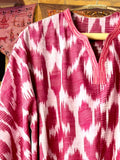 Cotton Ikat Caftan Dress Red and White