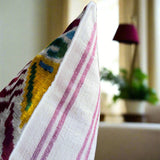 Cushion Cover Silk Velvet Ikat / Stripes Organic Linen 40x60cm VL062