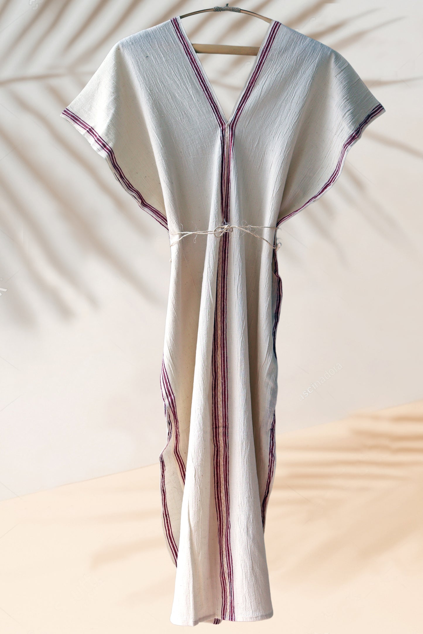 Handwoven Caftan Dress Burgundy 18