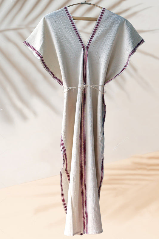 Handwoven Caftan Dress Burgundy 18