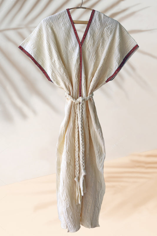 Handwoven Caftan Dress with ribbon 7