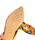 Pointed Ikat Silk Velvet Mules – Handmade Elegance