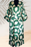 Silk Ikat Caftan Dress Green