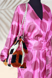 Silk Ikat Caftan Dress Pink