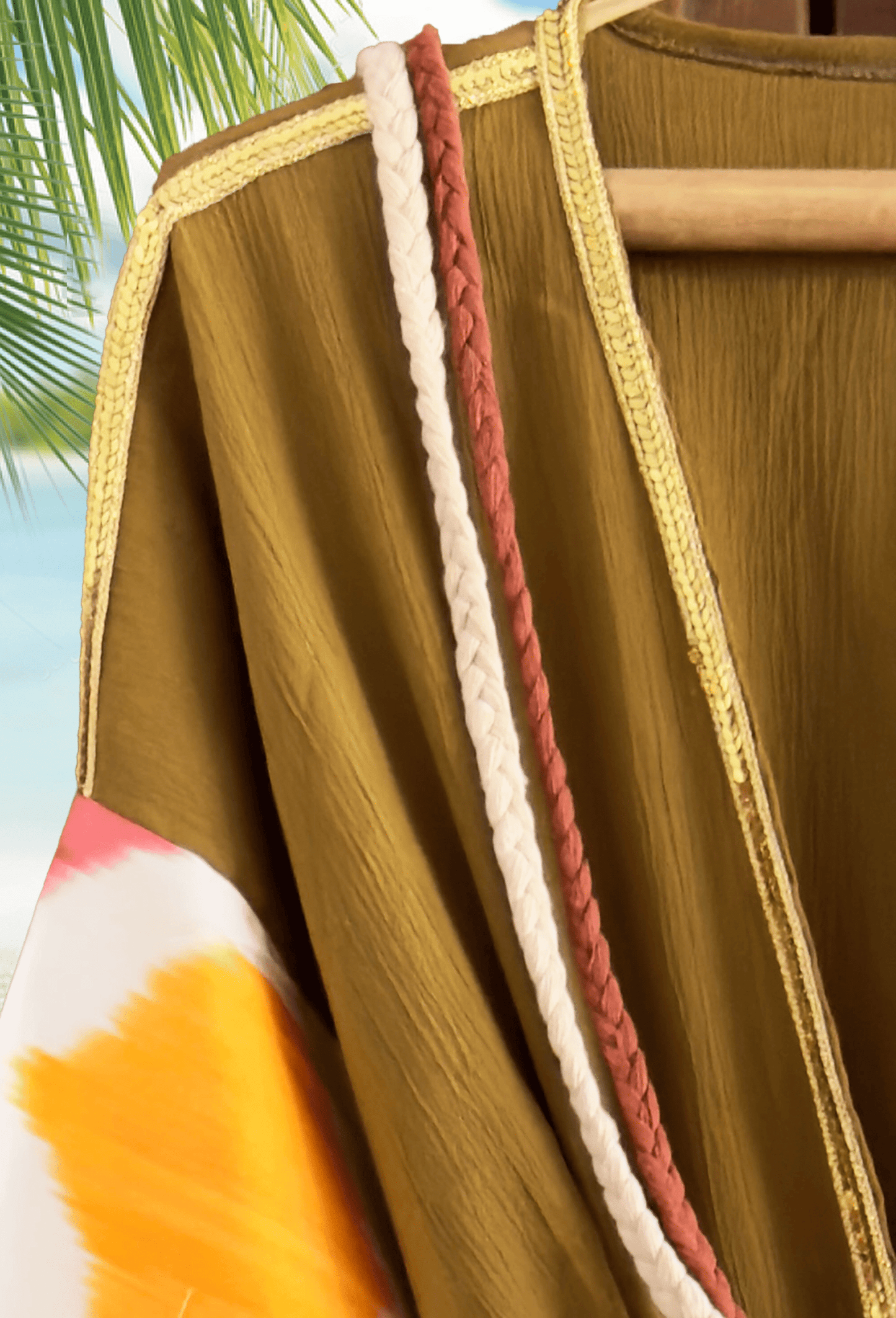 Silk ikat kimono spice color robe caftan