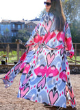Silk Ikat Pink and Grey Kimono