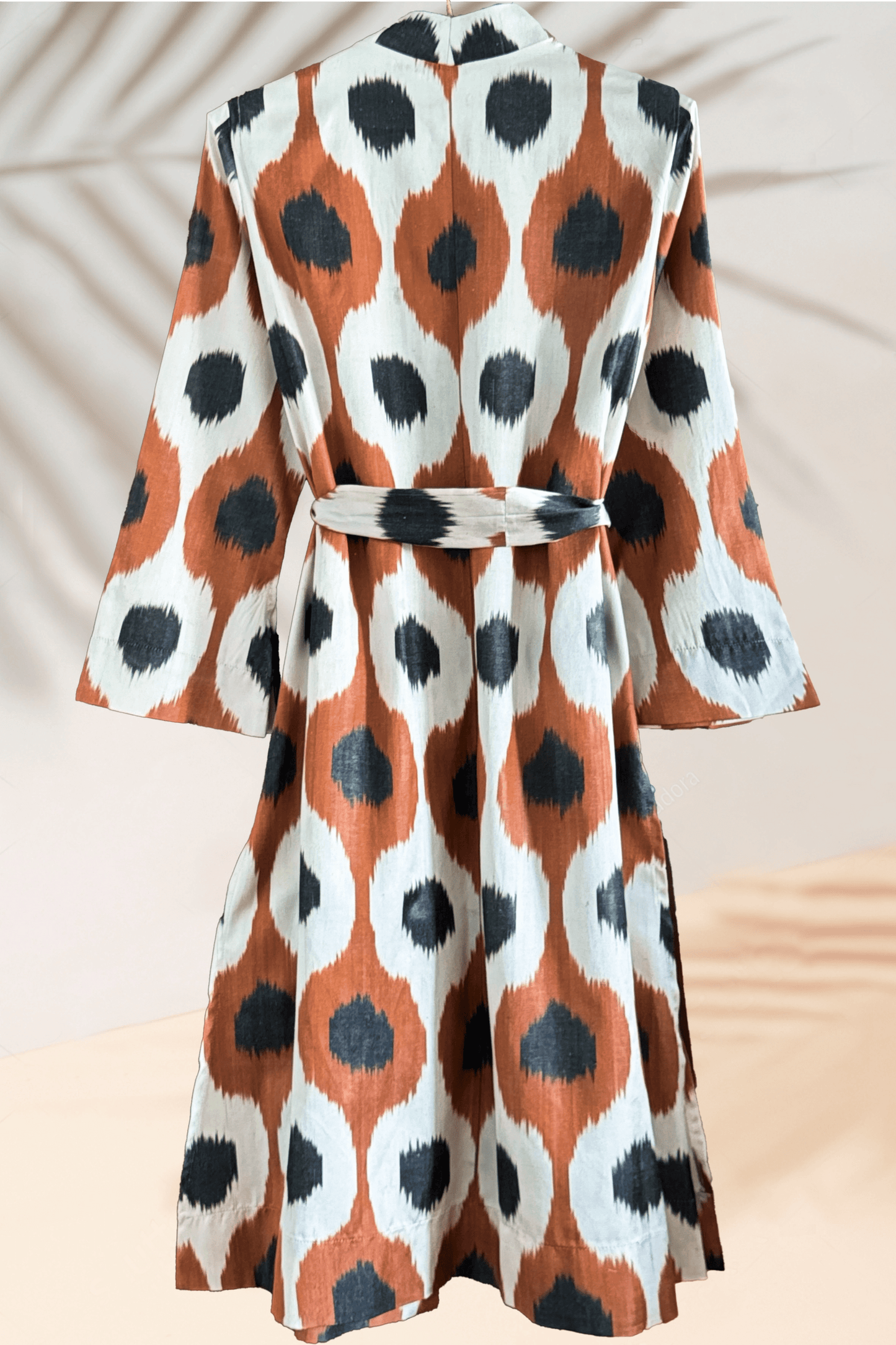 Ikat silk handwoven brown caftan