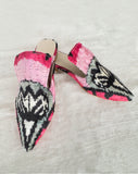 Silk velvet ikat handmade sharp pointed toes slippers