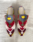 Silk velvet ikat handmade sharp pointed toes slippers