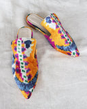 Silk Velvet Ikat Orange Slippers