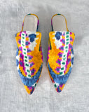 Silk Velvet Ikat Orange Slippers