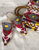 Silk velvet ikat handmade sharp pointed toes slippers