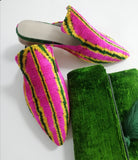 Silk Velvet Ikat Slippers 052