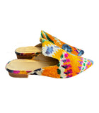 Colorful Ikat Velvet Pointed Toe Slippers