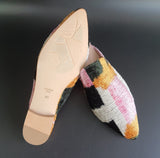 silk velvet ikat slippers size 40