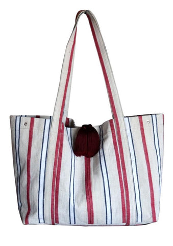 vintage linen oversize bag stripes