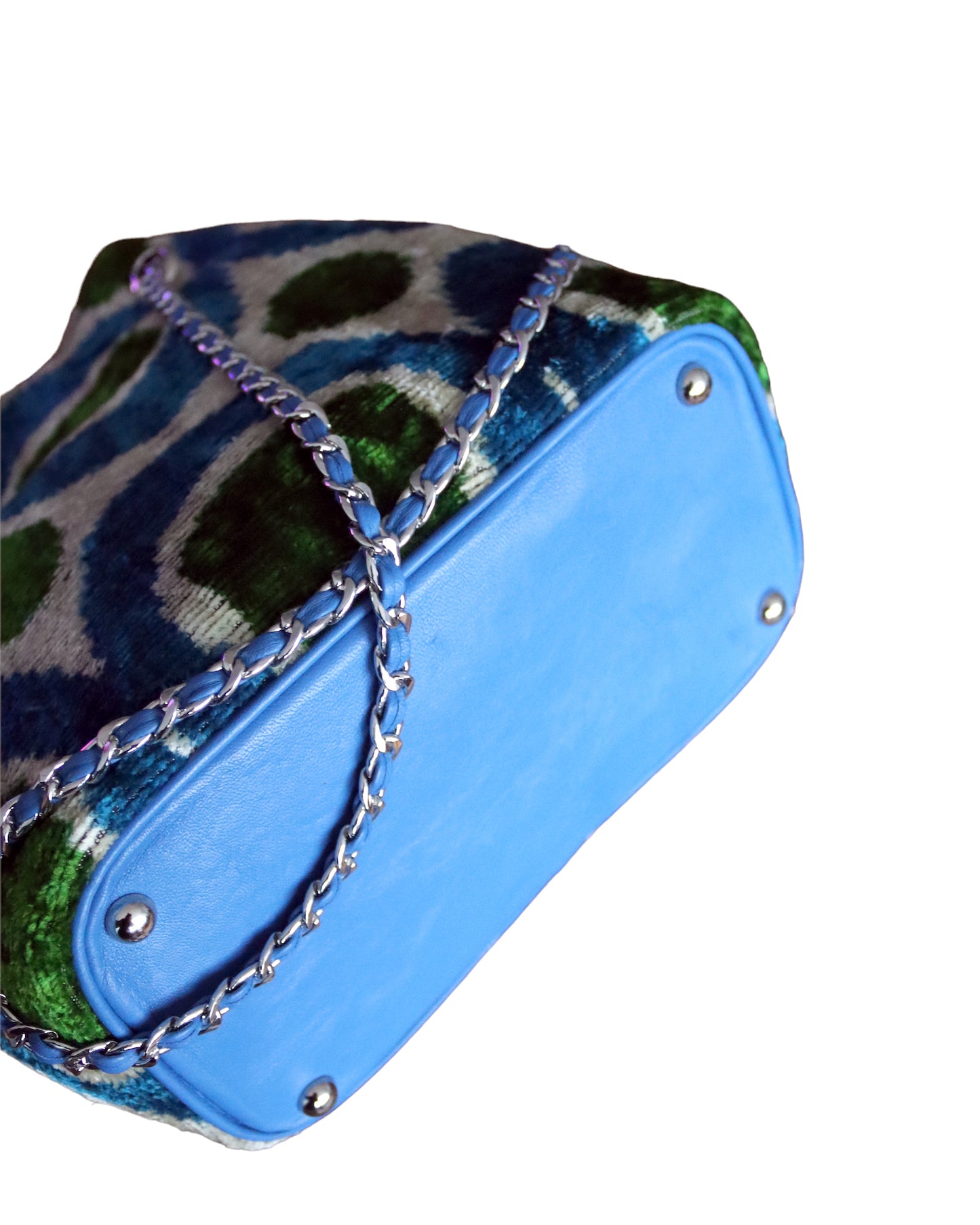 Bolso tipo cubo de terciopelo de seda Ikat - 013
