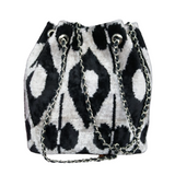 ikat velvet handmade bucket bag