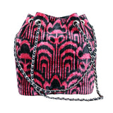 ikat velvet handmade bucket bag