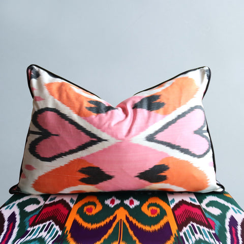 cushion cover double face silk ikat 40x60cm ds027