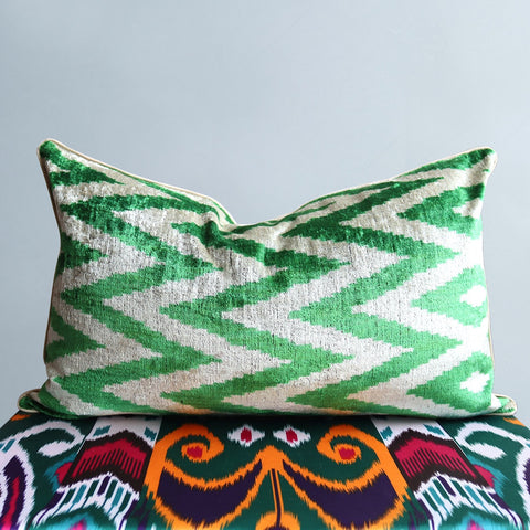 cushion cover silk velvet ikat / organic linen 40x60cm vl019