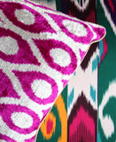 cushion cover silk velvet ikat / organic linen 40x60cm vl022