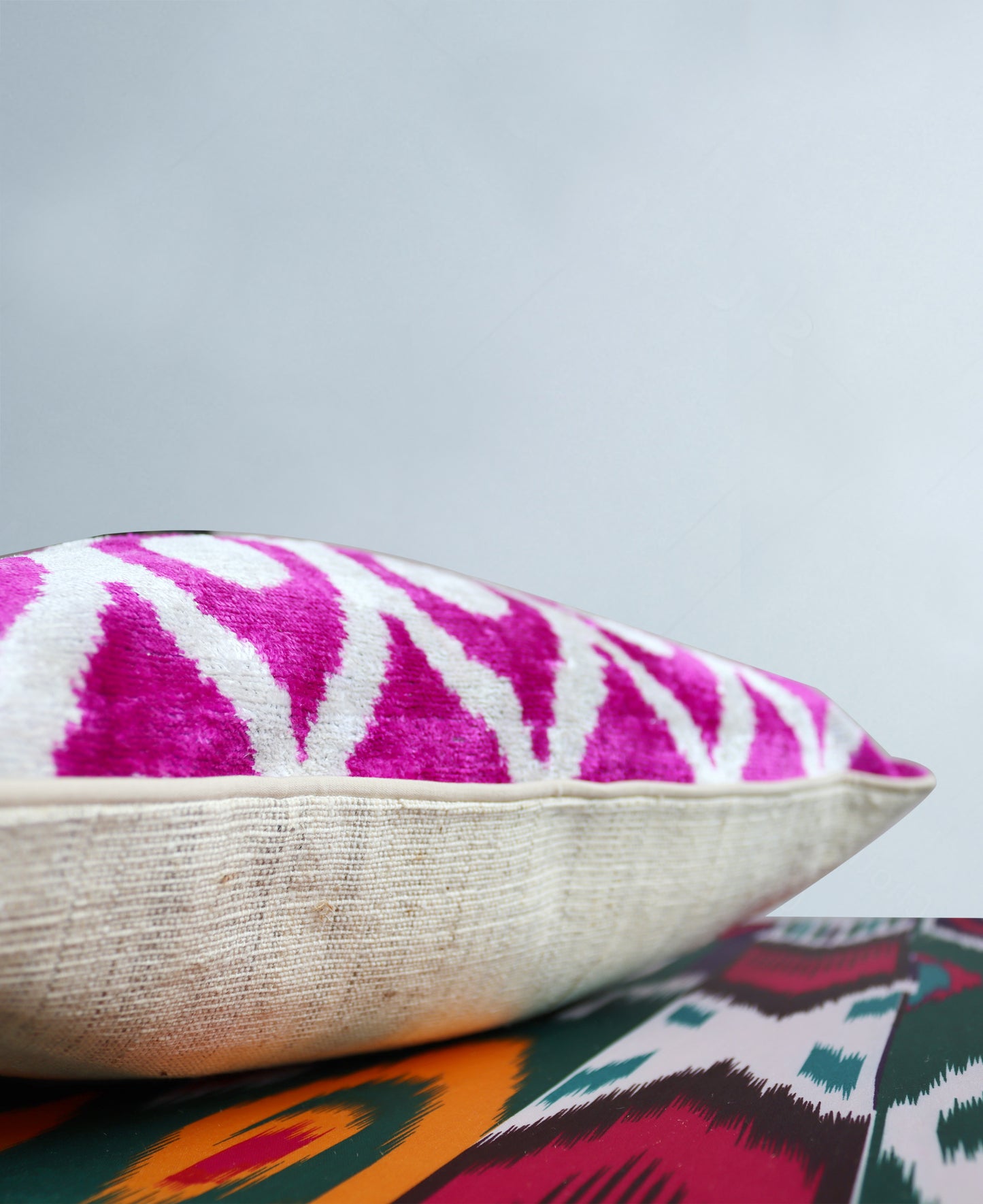 cushion cover silk velvet ikat / organic linen 40x60cm vl022