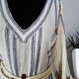 handwoven caftan silk-cotton blue stripes