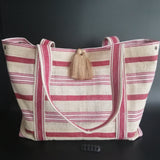 vintage linen bag bold stripes