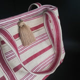 vintage linen bag bold stripes