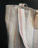 vintage linen bag beight stripes